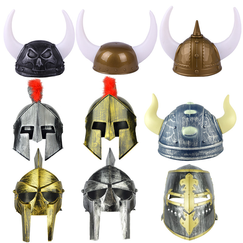 Plastic horn hard hat Hat headdress Spartan Warrior helmet Ancient Roman God of War hard hat Samurai hat Viking