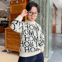 Boys sweater 2021 autumn and winter Tong pullover sweater childrens base shirt round neck thread coat thick warm