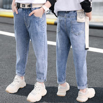  Childrens clothing boys  pants spring and autumn 2021 new childrens jeans medium and large childrens casual pants trousers Western trend