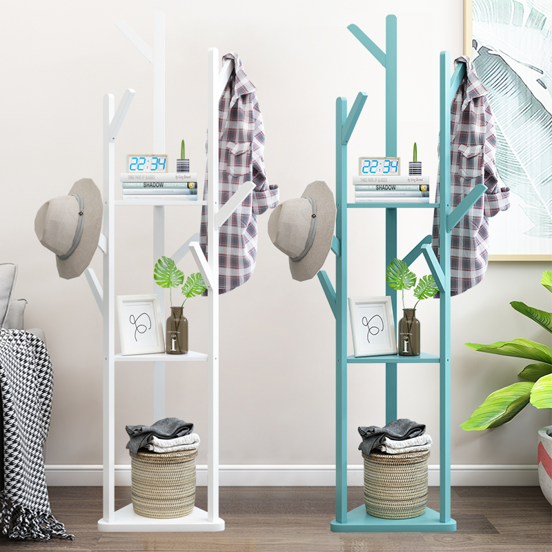 Coat rack Floor hanger Bedroom simple solid wood cabinet Room clothes hanging bag storage Household simple and modern