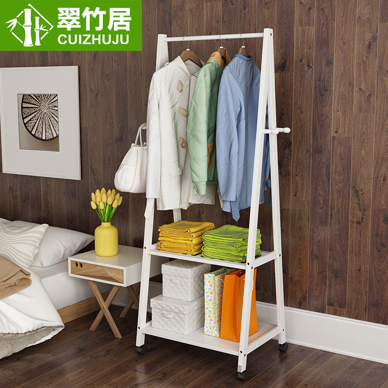 New landing clothes hat rack white solid wood Easy modern creative mobile hanging clothes hanger European-style bedroom clothes hanger