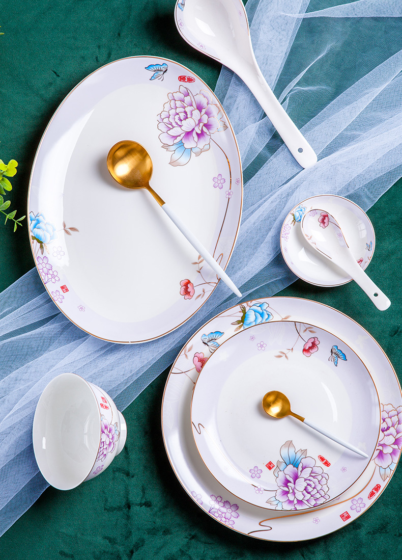 Ipads China tableware dishes suit household portfolio European jingdezhen ceramic bowl chopsticks contracted style dishes suit