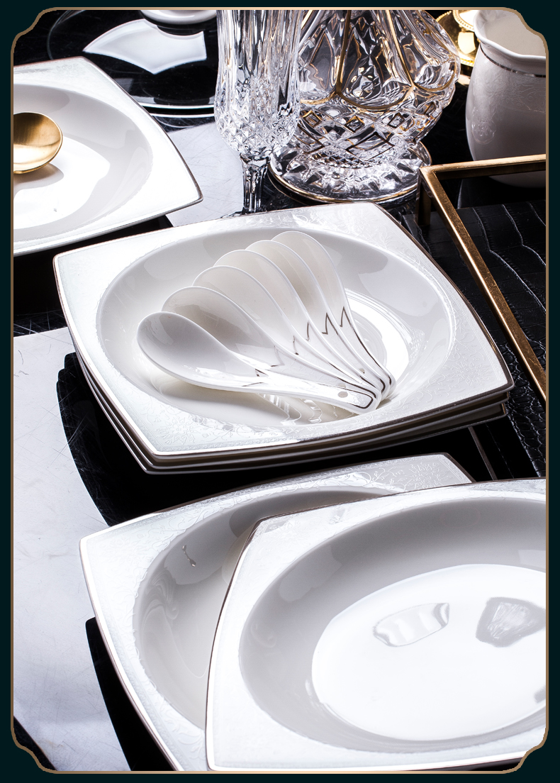 Tende jingdezhen dishes suit household European - style 60 head contracted ceramic dishes high - grade ipads China tableware portfolio