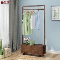 New Chinese style coat rack double rod modern simple solid wood hanger floor hanger creative storage household bedroom