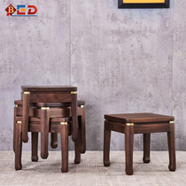 New Chinese Black Walnut Wood Stool Solid Wood Small Bench Home Living Room Tea Table Bench Low Bench Square Bench Brass Shoe Replacement Bench