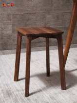 North American black walnut wood stool square stool household table stool high bench living room full solid wood stool small stool