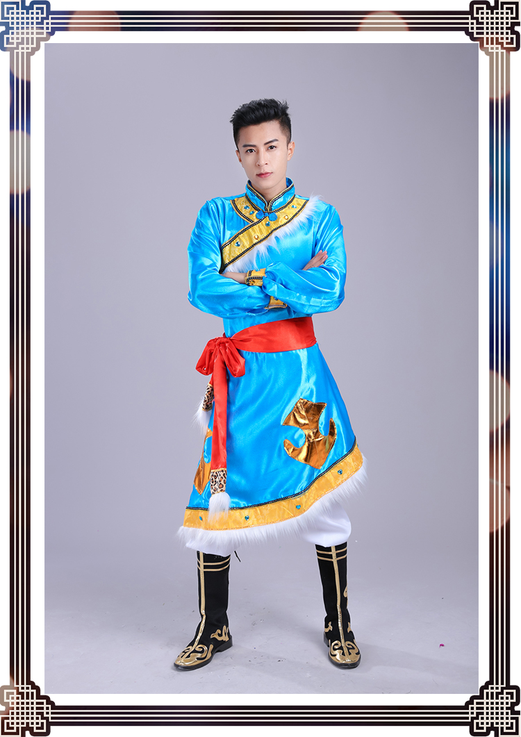 Đàn ông mới Mông Cổ biểu diễn trang phục múa Mông Cổ Trang phục dân tộc Mông Cổ biểu diễn sân khấu Tây Tạng quốc phục 