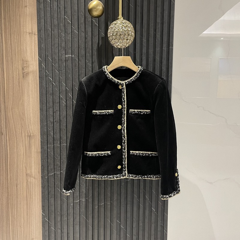 Tweed Style Contrasting Color Corduroy Jacket for Women 2025 New Autumn and Winter Elegant and High-End Style Slimming Jacket Top