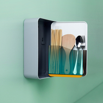 UV disinfection chopsticks tube dustproof storage rack wall-mounted kitchen storage box basket household tableware drain anti-mildew