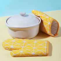 Kitchen anti-heat and anti-scalding gloves Heat insulation high temperature baking oven Microwave oven Cotton thickened womens Japanese style