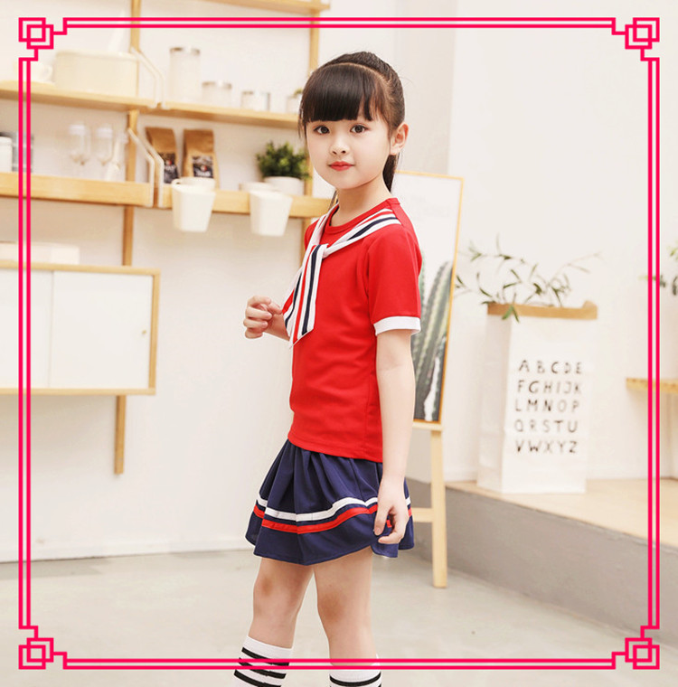 Quần áo mẫu giáo mới mùa hè phù hợp với nước Anh thiết lập đồng phục nam và nữ tiểu học hè đỏ dịch vụ tùy chỉnh bán buôn - Đồng phục trường học / tùy chỉnh thực hiện đồ bộ trẻ em