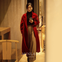 Romani Reversible Wool Coat 2022 New Women's Vintage Red Woolen Coat Winter