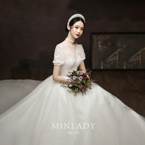 Camellia wedding dress 2021 new trailing bride thin temperament high-end French Hepburn bubble sleeve main yarn