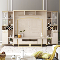 Modern simple TV cabinet combination Living room TV background wall TV cabinet Floor cabinet bookcase decorative storage rack Paint