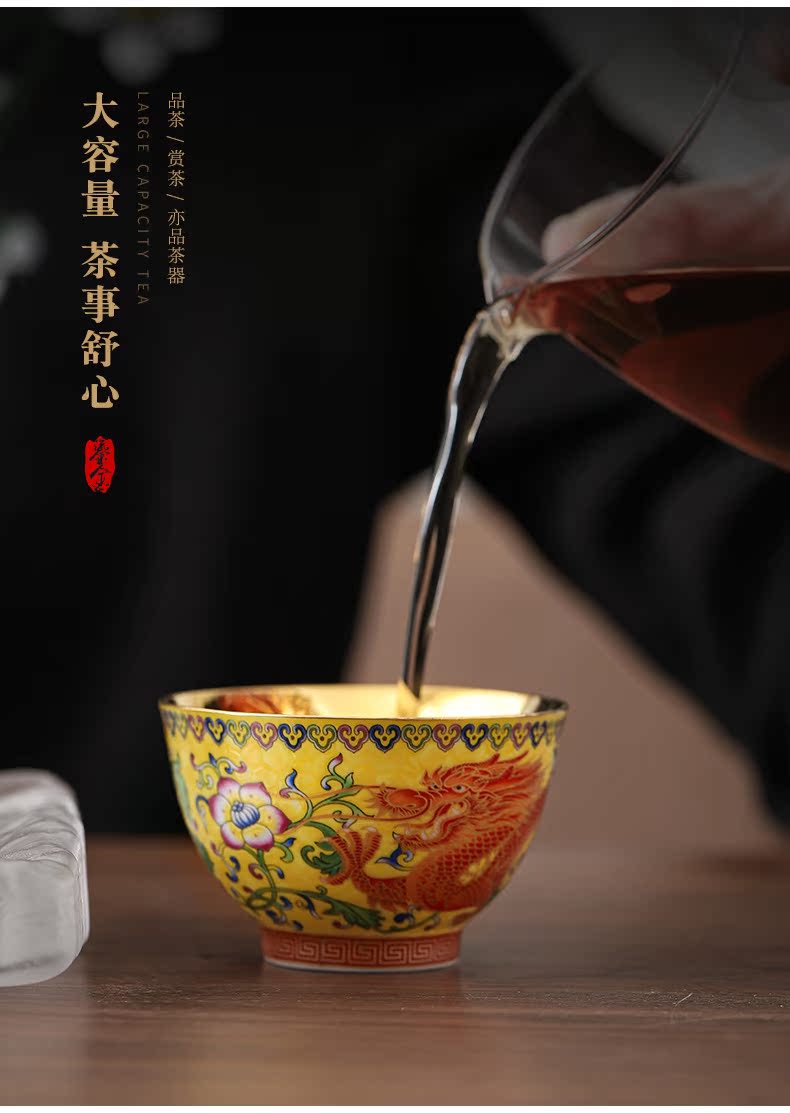 Gold enamel lamp that jingdezhen ceramic checking sample tea cup Gold master kung fu tea tea cup ceramic cups