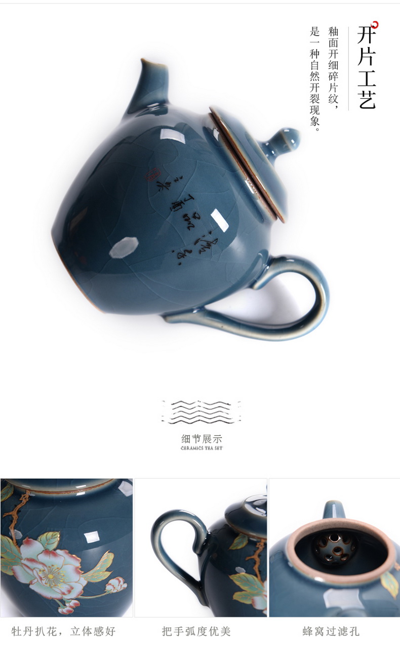 Black pottery, stole home kung fu tea set jingdezhen ceramic teapot teacup tureen tea tea service office