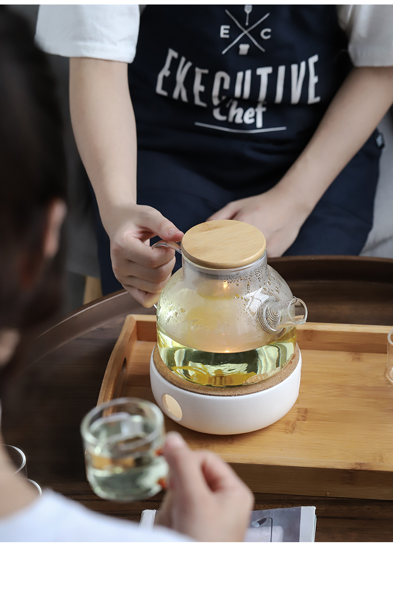 The Heat - resistant glass teapot ceramic based home warm tea stove heating base bamboo tray was suit make tea a cup of tea