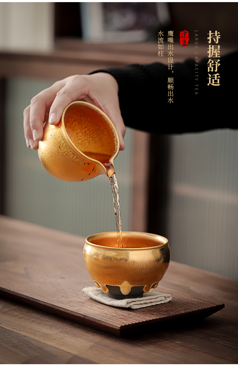 Zeng, Guangxu master hand made gold points tea tea tea fair temmoku up ceramic cup tea accessories