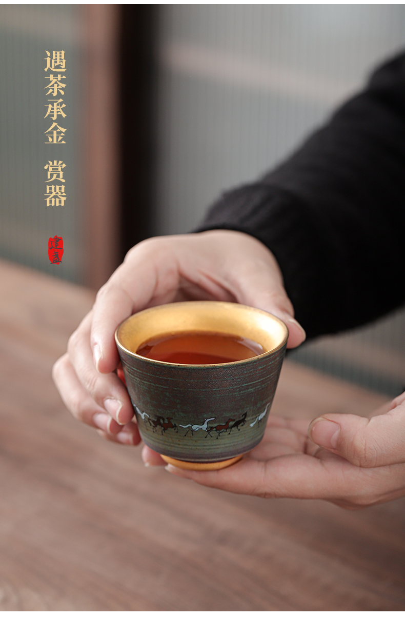 A quick gold cup of jingdezhen ceramic masters cup jinzhan sample tea cup tea cup tea cup personal cup