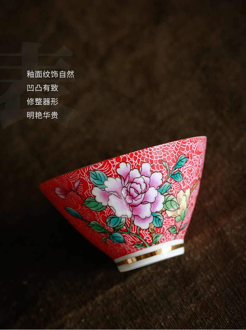 Grilled see colour master cup enamel with pastel flowers cup sample tea cup ceramic kung fu tea tea set, tea cup