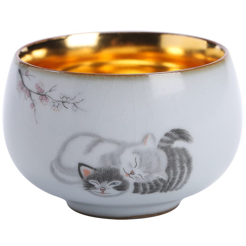 Gold on your up hand - made master cup sample tea cup of jingdezhen ceramic cat kung fu tea set silver cup tea cups