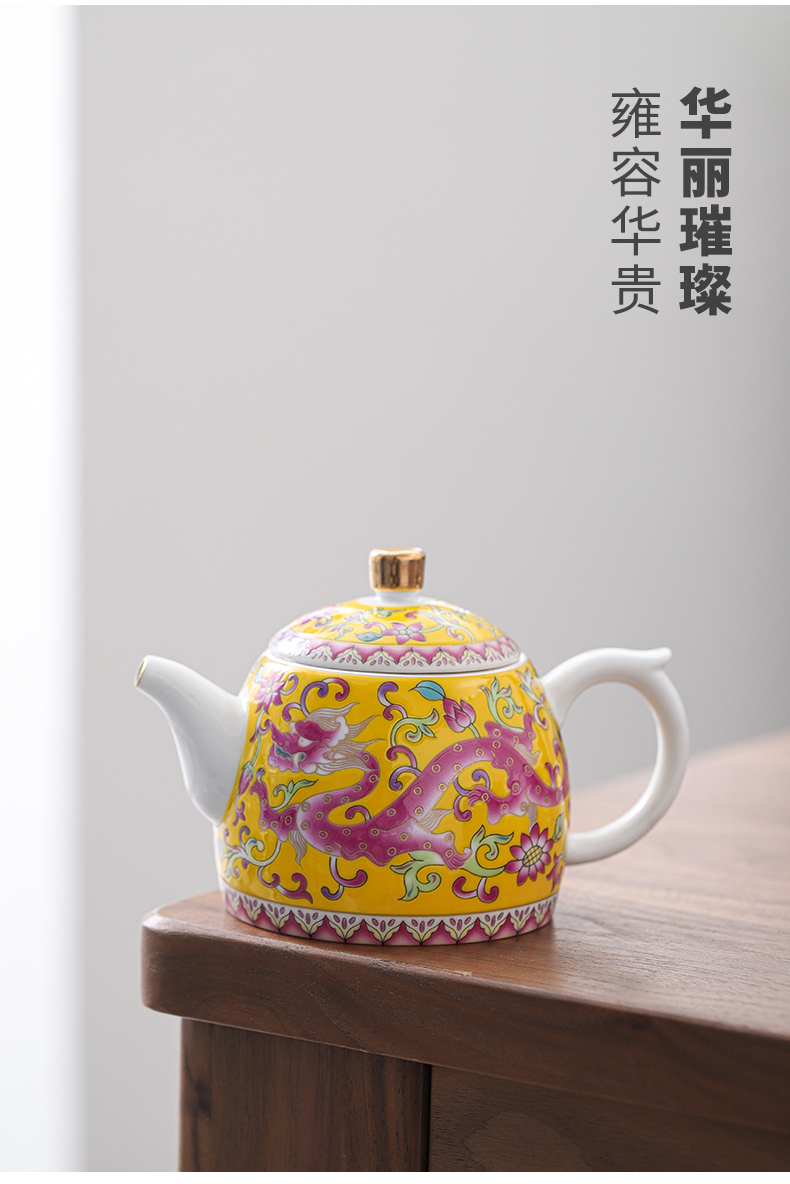 In extremely good fortune coppering. As silver enamel teapot hand grasp pot of kung fu tea tea set jingdezhen single household the teapot