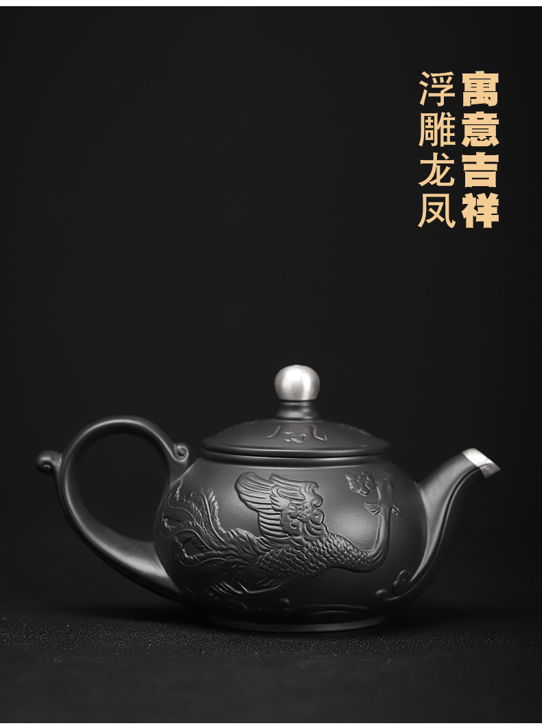 Undressed ore violet arenaceous silver tea set in extremely good fortune coppering. As box set of ceramic kung fu tea teapot household silver cup