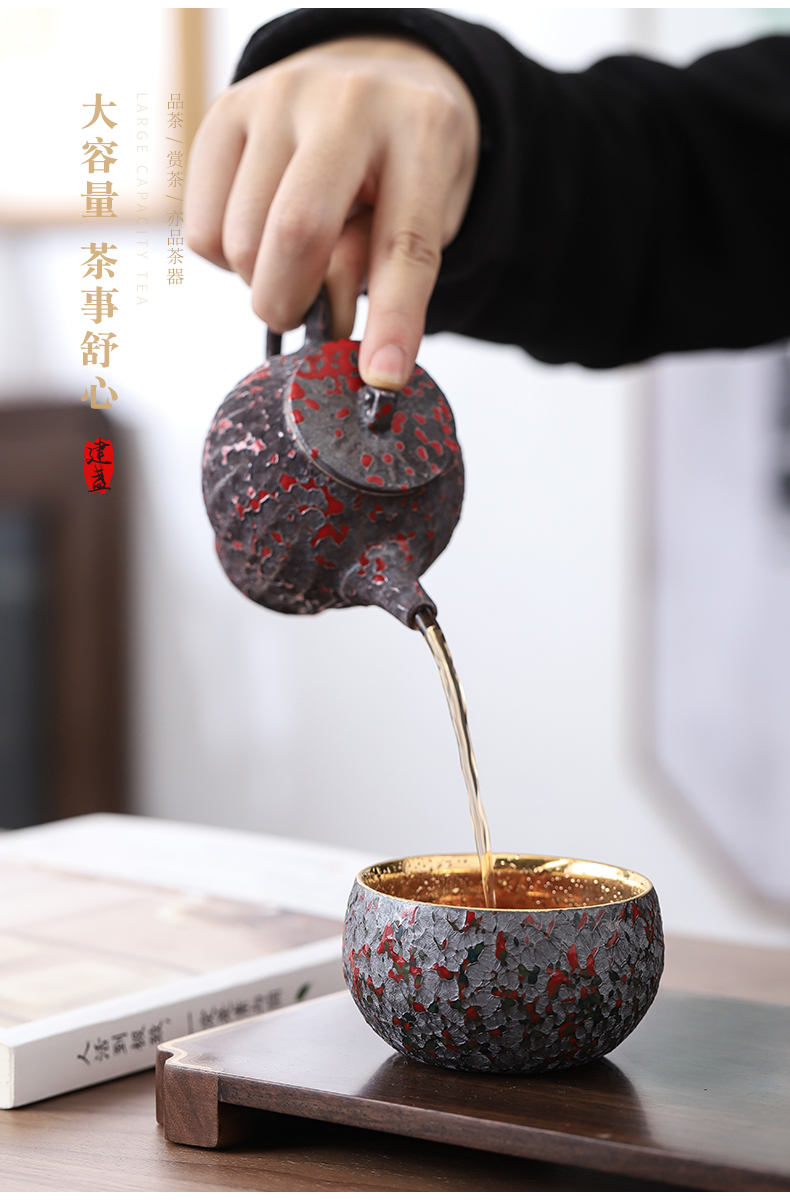 Manual 24 k gold see colour sample tea cup single glass cups built red glaze, ceramic tea bowl masters cup