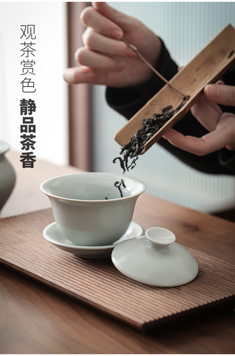 Holly your up kung fu tea sets three cups to tureen whole household jingdezhen ceramic ice crack glaze manually