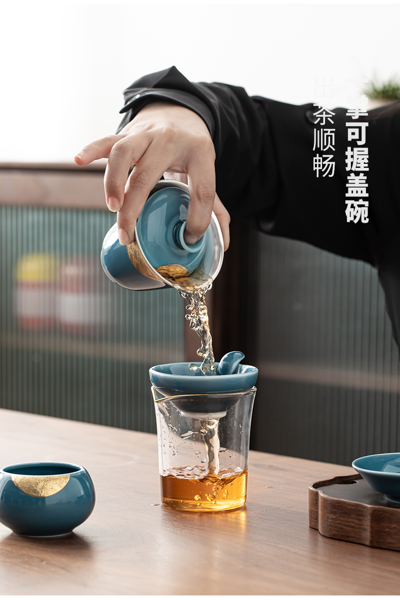 Retired life coppering. As silver tureen tea set household jingdezhen ceramic kung fu tea tea tureen tea silver cup