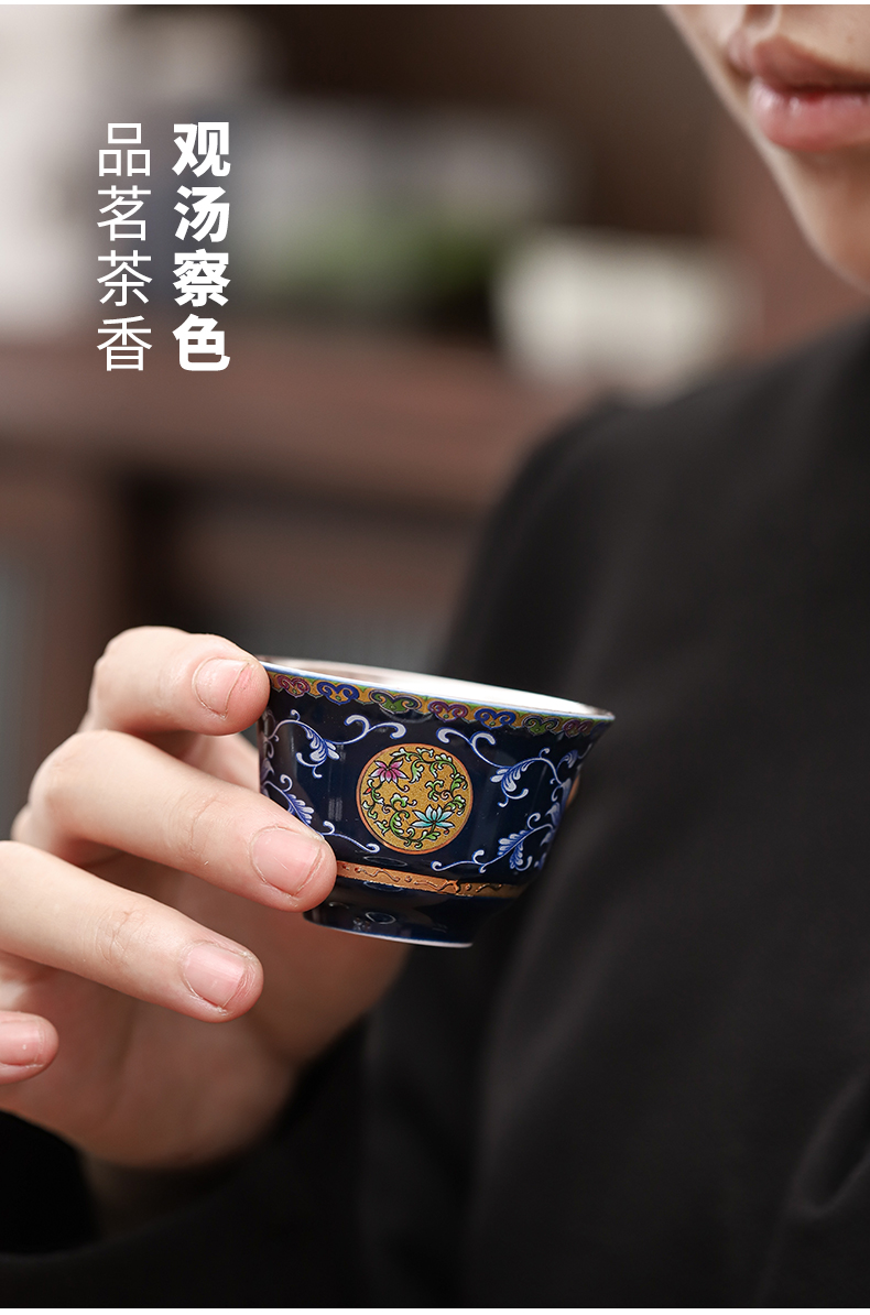 Silver colored enamel 999 coppering. As kung fu tea set gift box package sample tea cup of jingdezhen ceramic tea cup Silver cup home