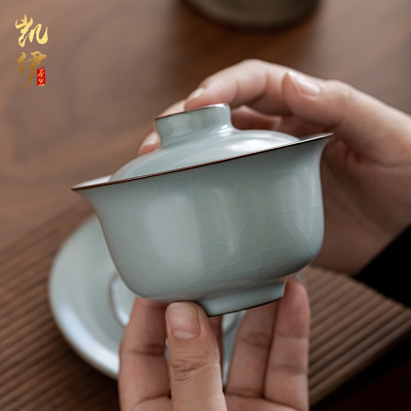 Iron tire your up mouths tureen start to raise three tureen ceramic cup tea bowl to bowl kung fu tea set