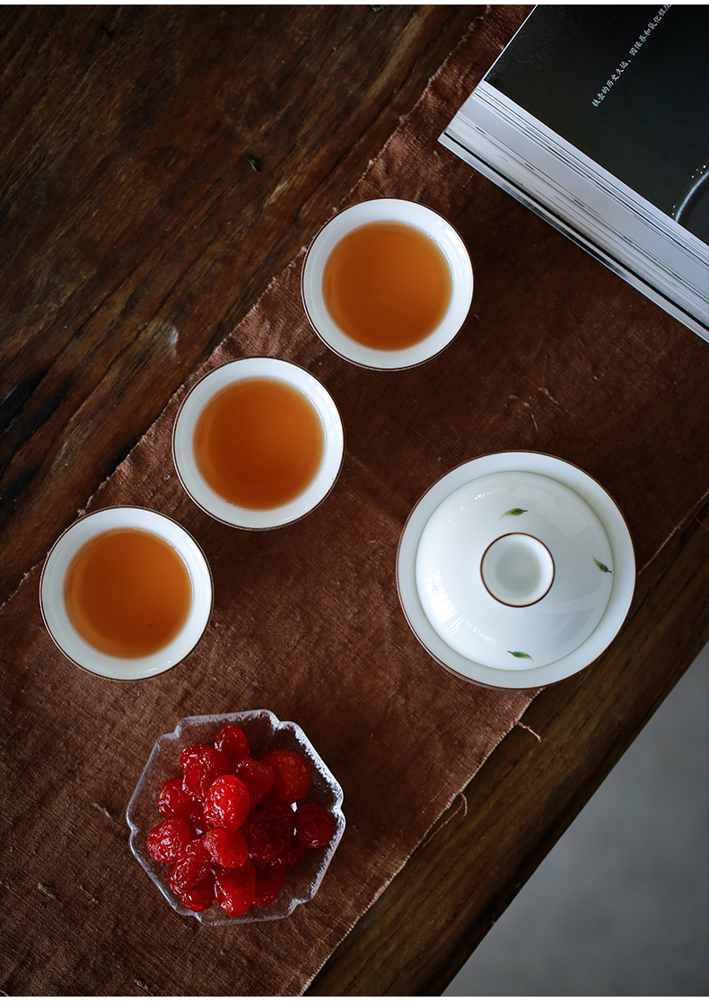 Kate hand - made white porcelain cup sample tea cup under the glaze color cup individual cup tea cup of tea, green tea cup