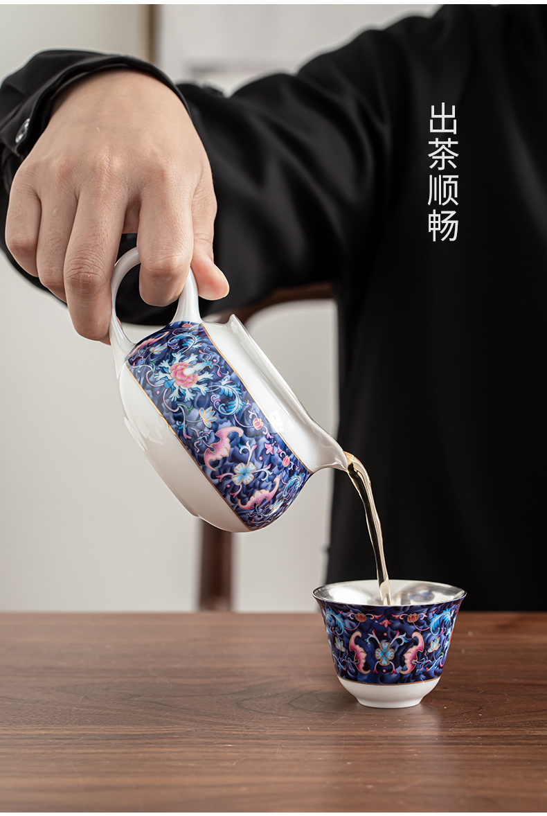 Colored enamel coppering. As silver lotus litres of kung fu tea set silver tureen jingdezhen ceramic tea cup silver cup