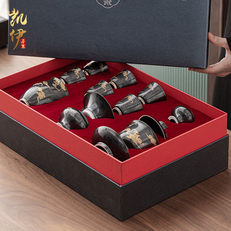 Temmoku coppering. As silver tea set household jingdezhen ceramic kung fu tea tea tureen teapot silver cup