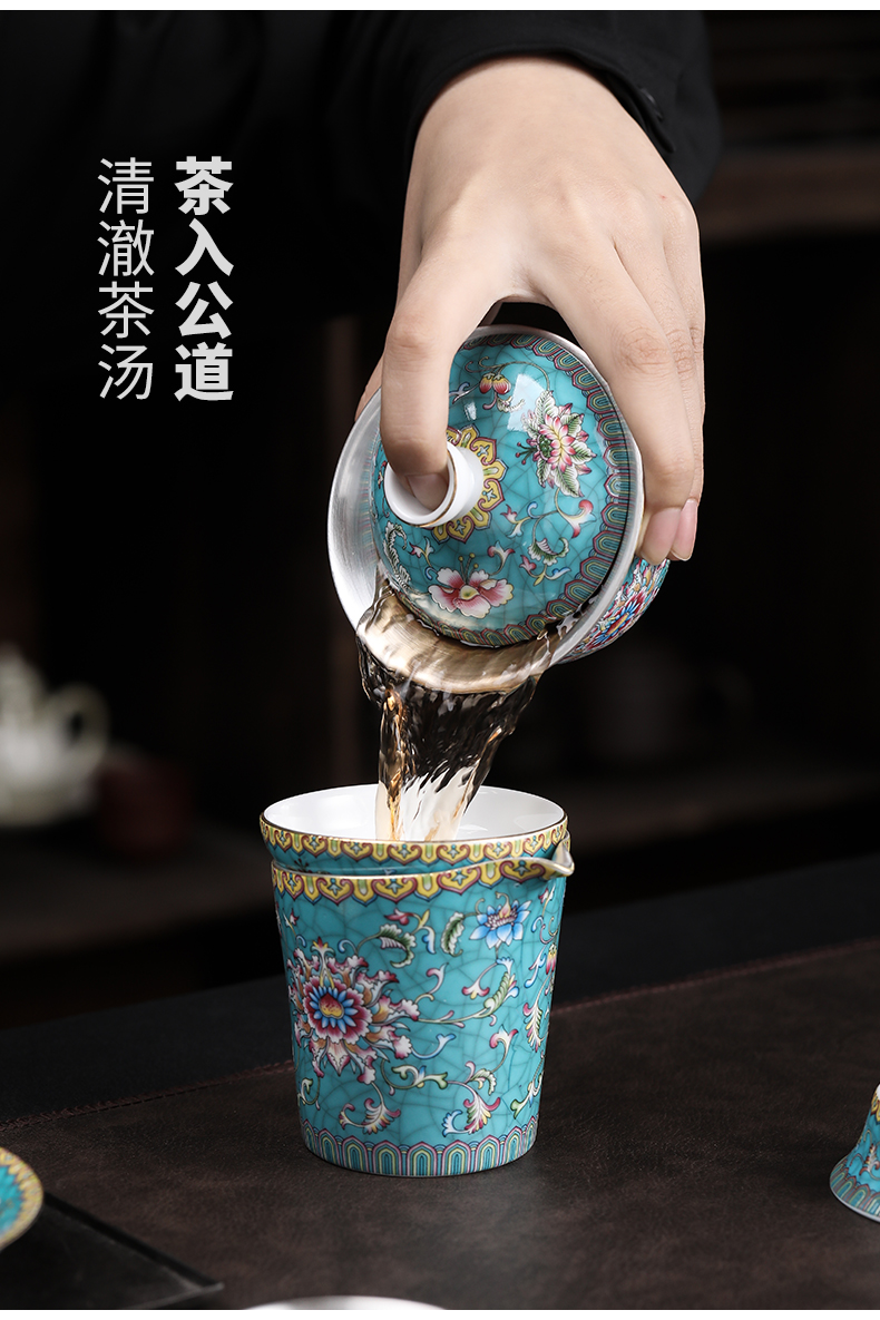 Colored enamel coppering. As 999 silver cup kung fu tea set sample tea cup of jingdezhen ceramic tea cup silver cup home