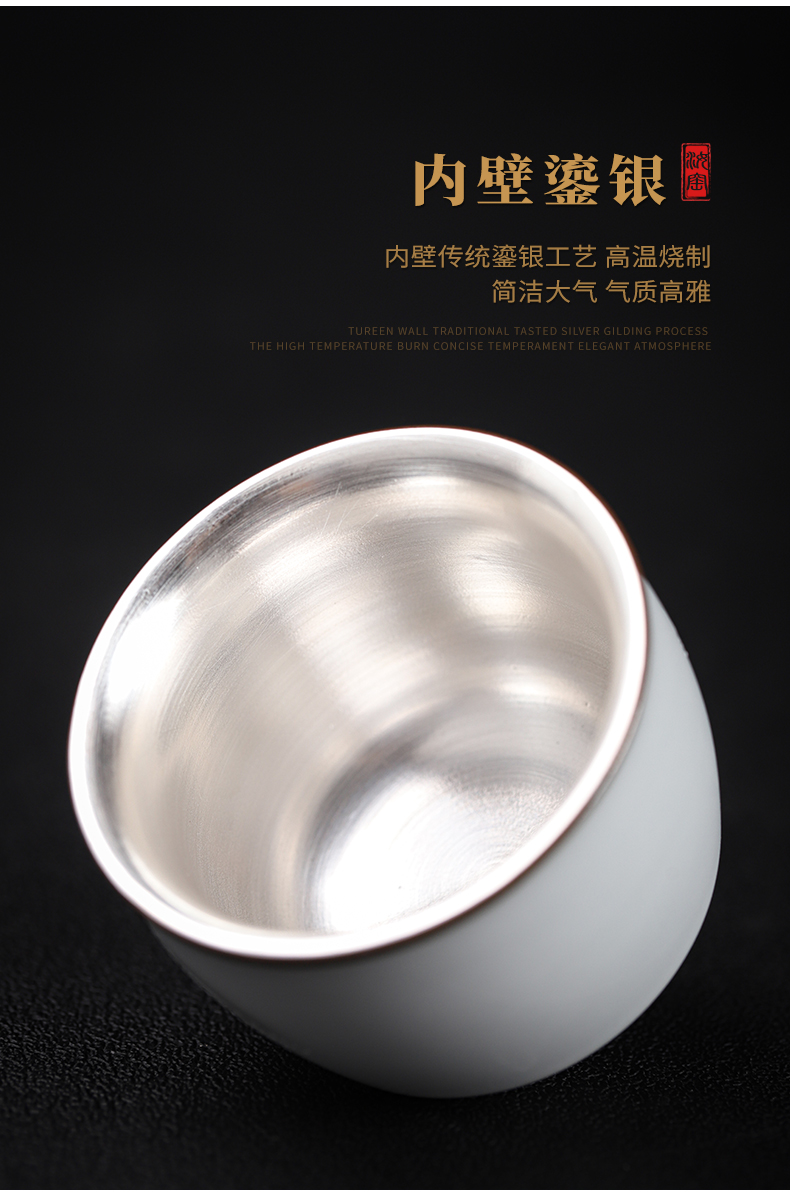 Tasted silver gilding on your up hand - made master kung fu tea cup sample tea cup jingdezhen ceramics snowflakes cup silver cup