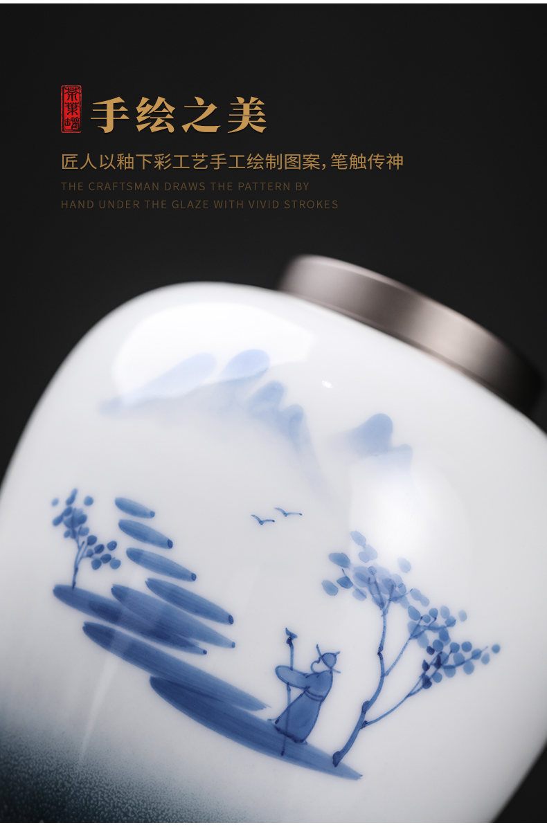 Hand - made up with caddy fixings seal pot home store receives tin cover your up cylinder tea tea box of jingdezhen ceramics