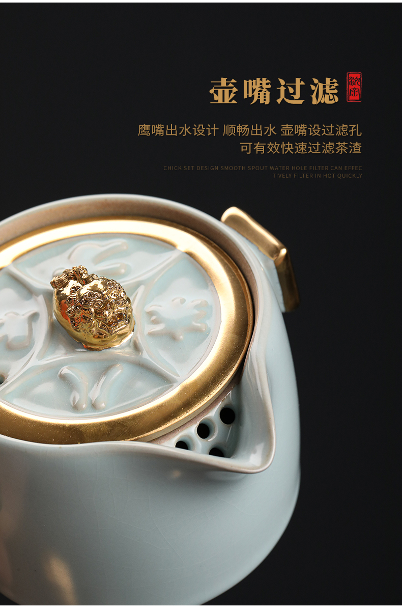 Your up gold eat all crack cup golden cup travel tea set jingdezhen ceramic gold glass teapot