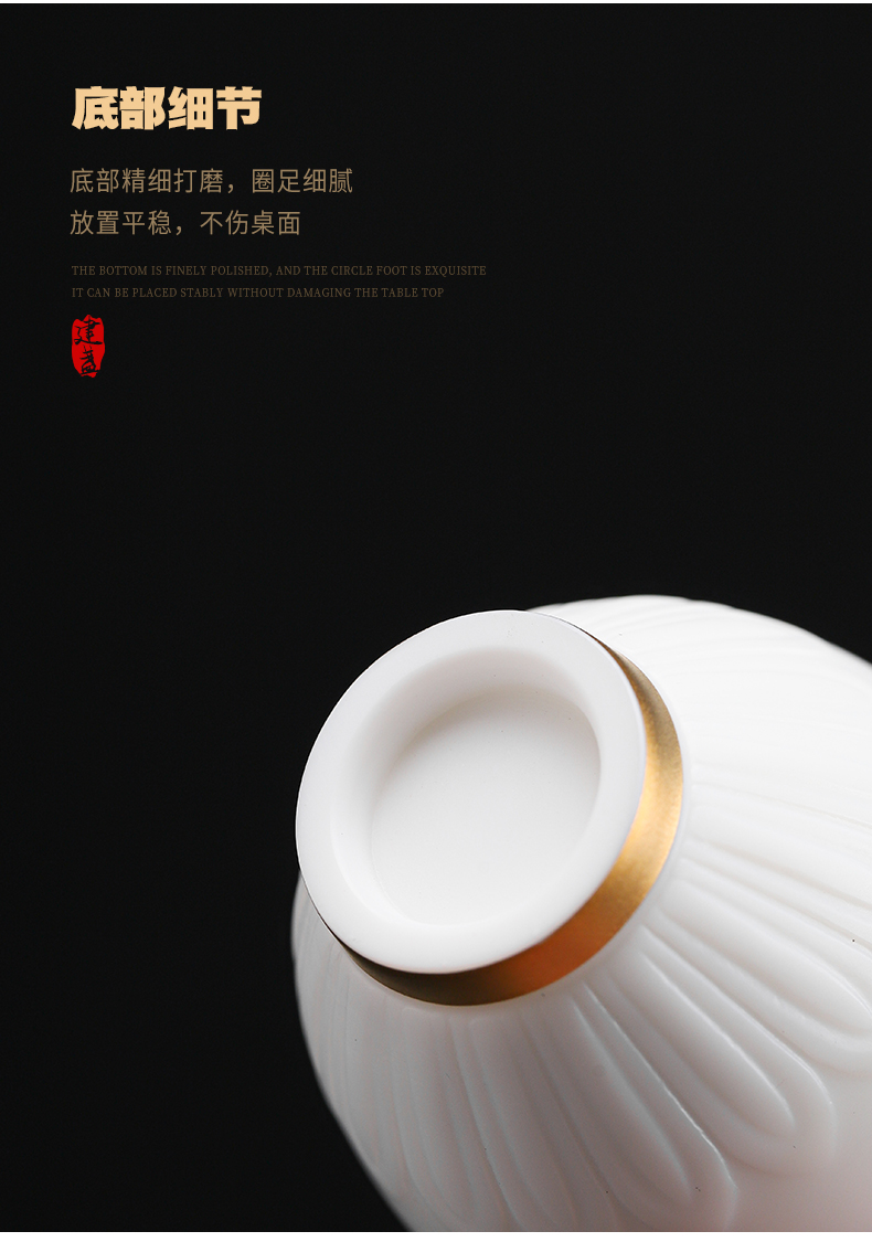 Kaolin white porcelain fine gold surname cup tea sample tea cup kunfu tea master cup tea cup individual cup of tea cup