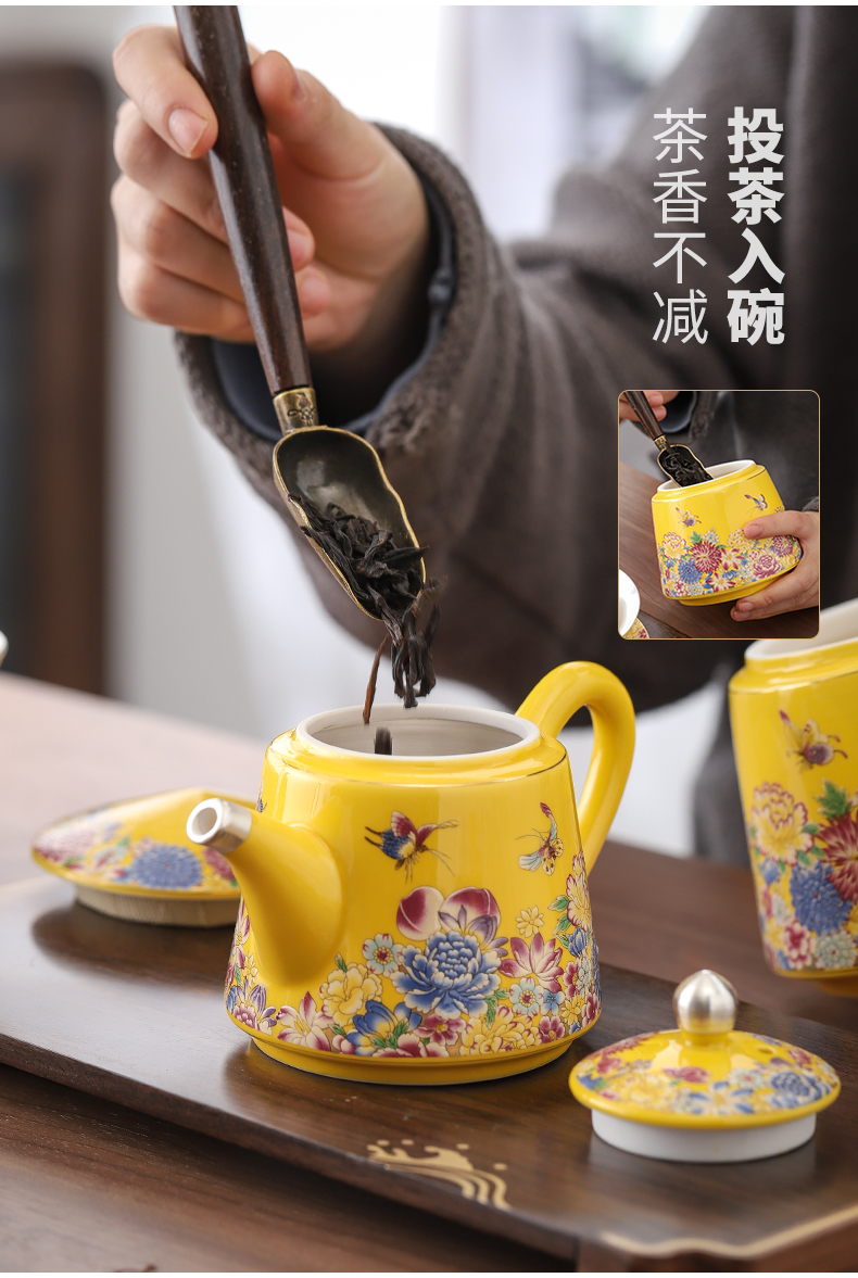 Tasted silver gilding kung fu tea sets jingdezhen ceramic tea set household teapot silver tureen gifts office tea cups