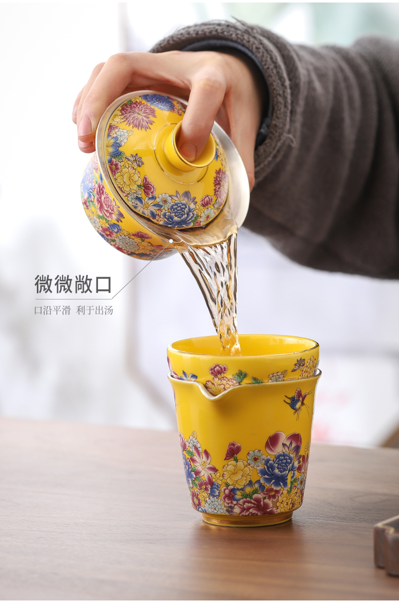 Tasted silver gilding kung fu tea sets jingdezhen ceramic tea set household teapot silver tureen gifts office tea cups