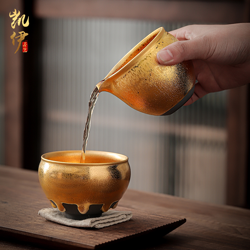 Zeng, Guangxu master hand made gold points tea tea tea fair temmoku up ceramic cup tea accessories
