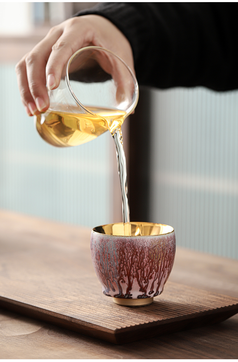 Sabingga sukdun dergici jimbi gold master of kung fu tea master cup sample tea cup ceramics slicing can raise cups golden cup