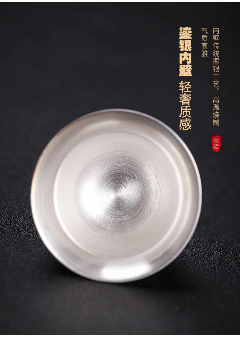 Silver colored enamel coppering. As the sample tea cup 999 sterling Silver cup of jingdezhen ceramic kung fu tea masters cup tea cups