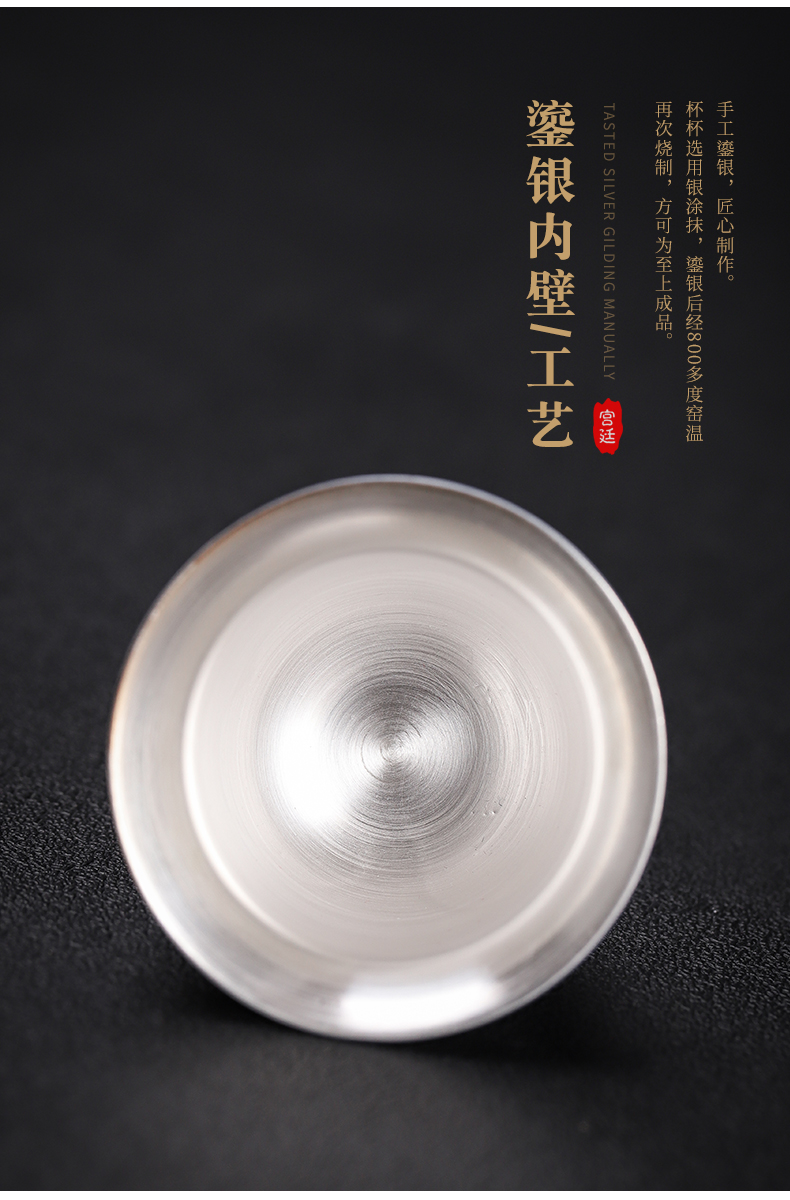 Silver colored enamel coppering. As the sample tea cup 999 sterling Silver cup of jingdezhen ceramic kung fu tea masters cup tea cups