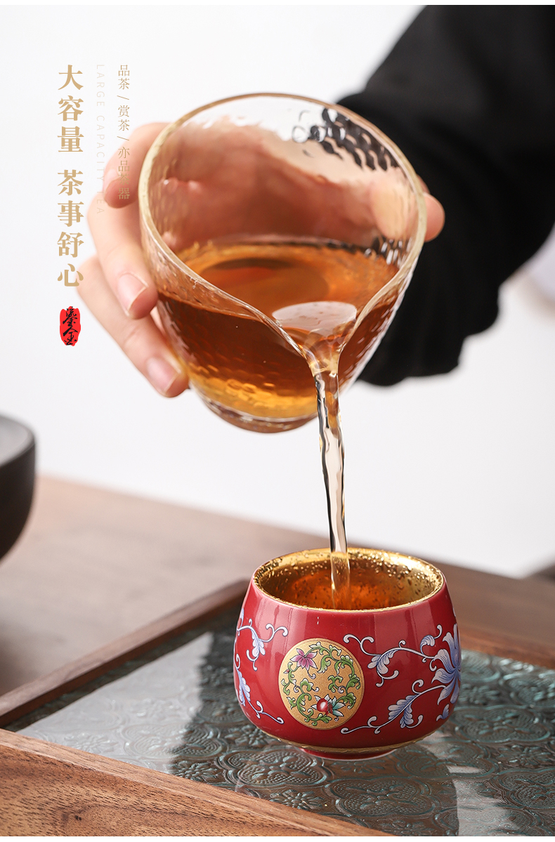 Colored enamel gold cup creative ceramic sample tea cup master cup single CPU kung fu tea tea bowl, gift boxes