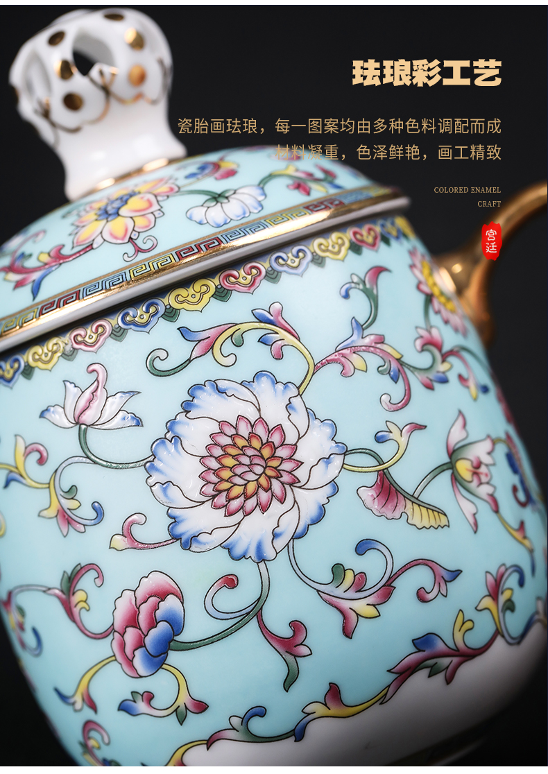 Colored enamel crown tasted silver gilding jingdezhen ceramic cup office cup personal cup silver cup large - capacity water cup