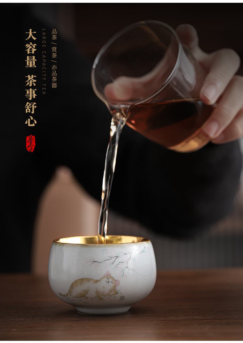 Gold on your up hand - made master cup sample tea cup of jingdezhen ceramic cat kung fu tea set silver cup tea cups