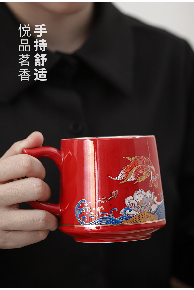 Chinese red brocade carp coppering. As silver 999 office a cup of tea cup of jingdezhen ceramic cup to ultimately responds a cup of tea cups